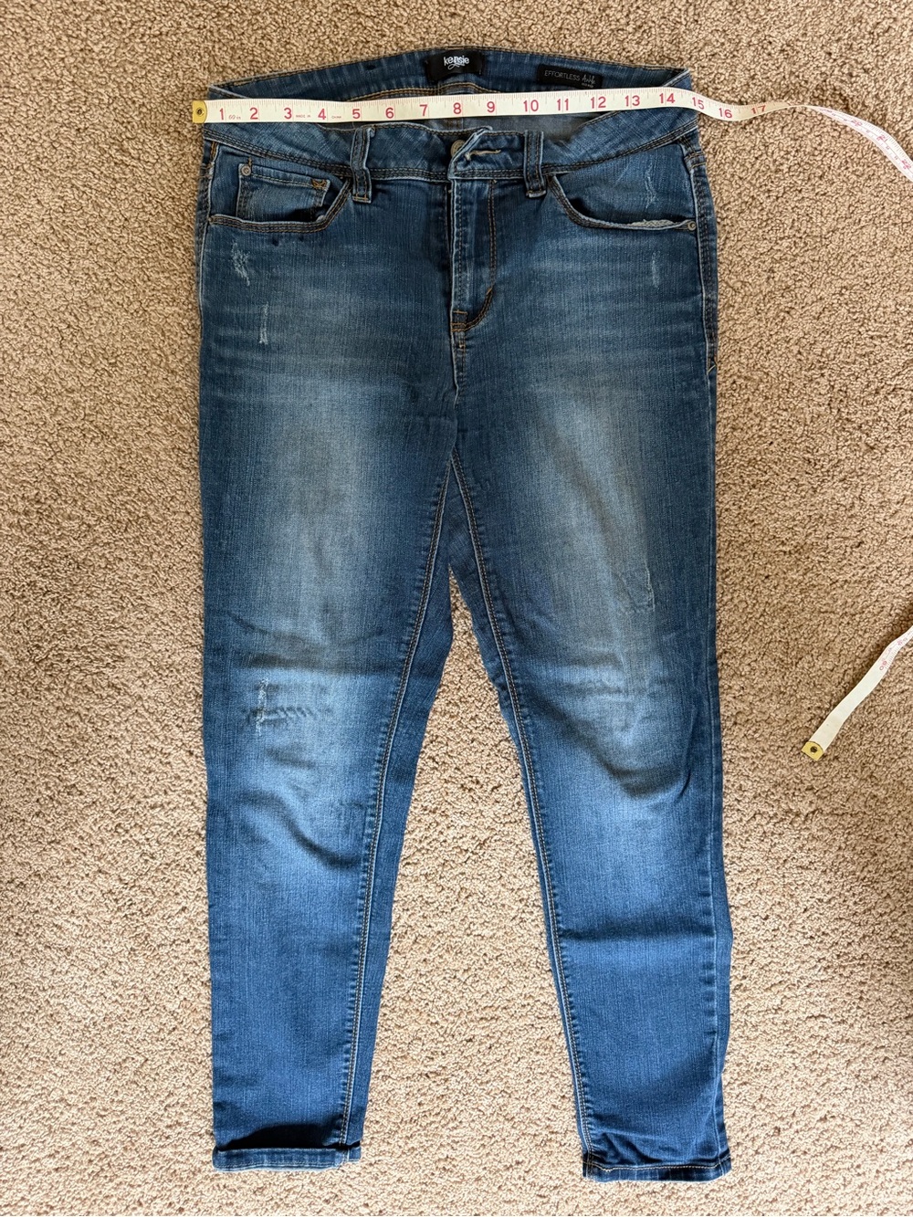 Kensie Effortless Ankle Mid-Rise Jeans in Denim Blue